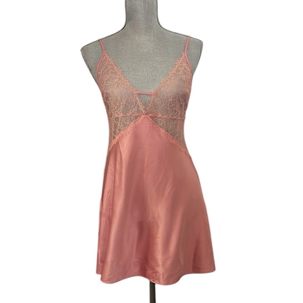 Victoria’s Secret Satin & Lace Pink Babydoll Dress